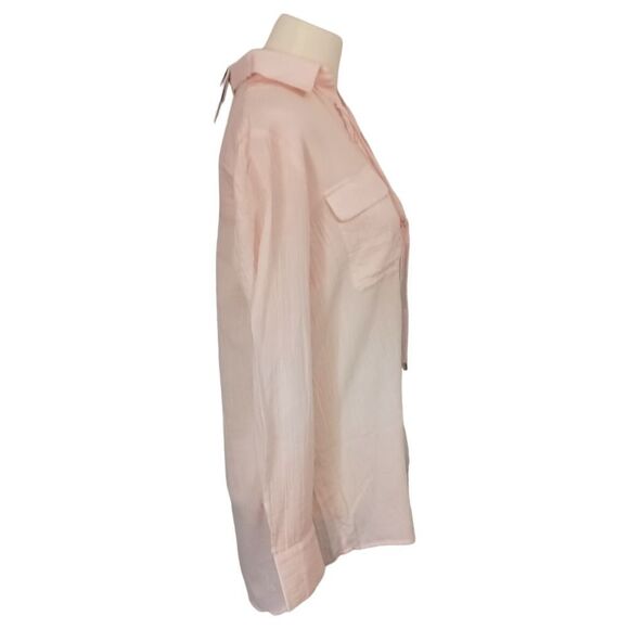 Club Monaco Gauzy Cotton Top Sz S Pink Old Money Quiet Luxury Relaxed Elizabina - Picture 2 of 16